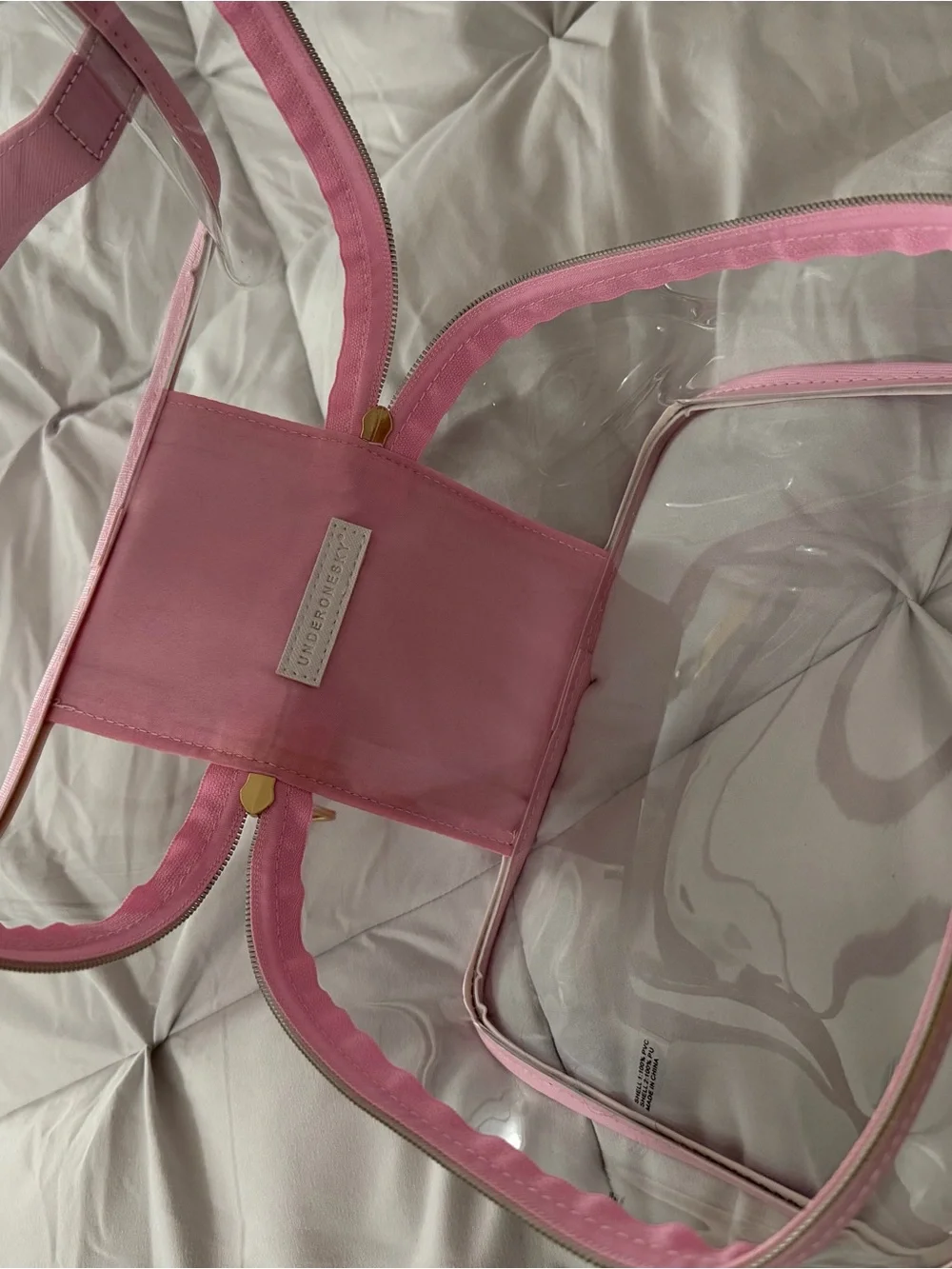 Clear Pink Kids Tote Bag with Pink Trim